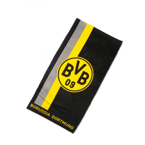 BVB Handtuch mit Logo im Streifenmuster 50x100cm