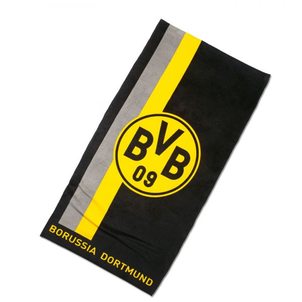 BVB Badetuch mit Logo im Streifenmuster 70x180cm